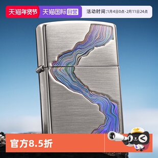 【自营】zippo打火机川流不息官方旗舰正版贴章煤油男友礼物TCJ1