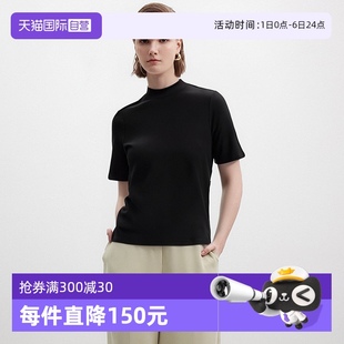 品牌经典 Polo 上衣女 黑色半高领宽松休闲短袖 自营 Marc