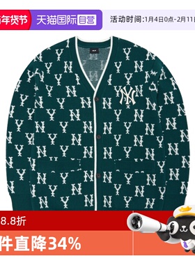 【自营】MLB美职棒外套男装女装NY满标老花开衫宽松毛衣3AKCM0124