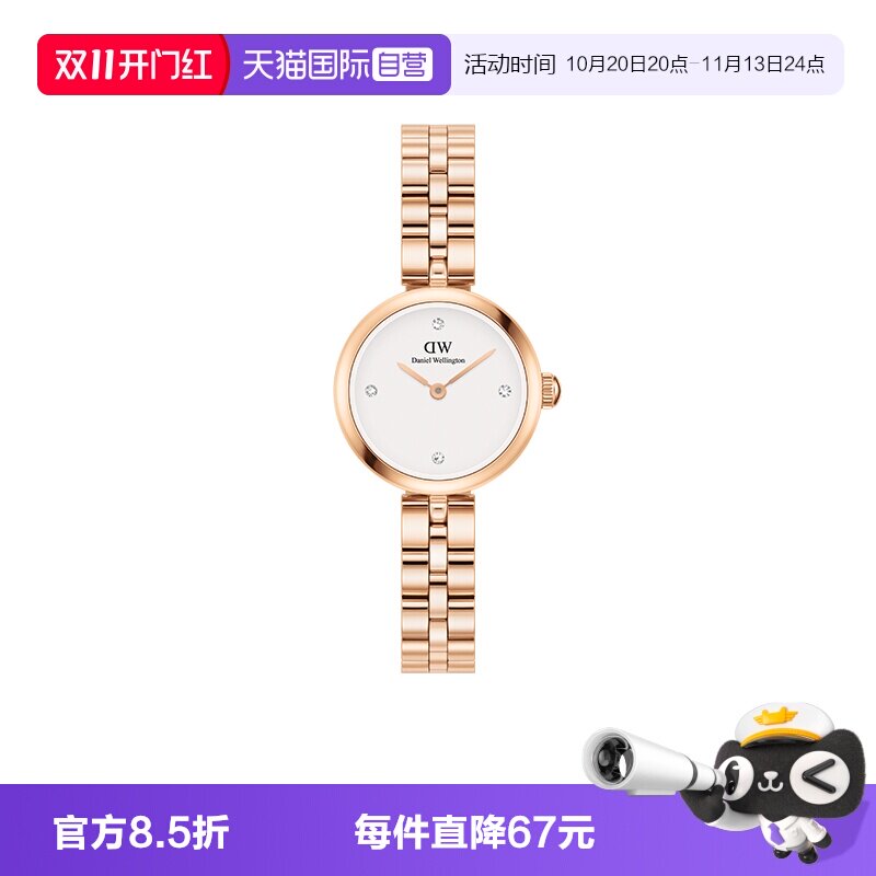 【自营】DW女表小金表ELAN系列手表链条腕表女士玫瑰金色石英表