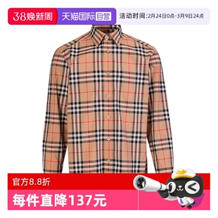 【自营】BURBERRY/博柏利长袖衬衫格纹棉质翻领百搭上衣男女同款