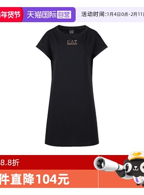 【自营】阿玛尼EA7 女士LOGO标识短袖连衣裙3RTA55 TJDQZ印花长裙