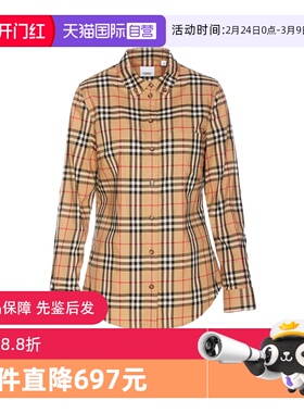 【自营】BURBERRY/博柏利巴宝莉BBR衬衫女款格子衬衫女士衬衣上衣