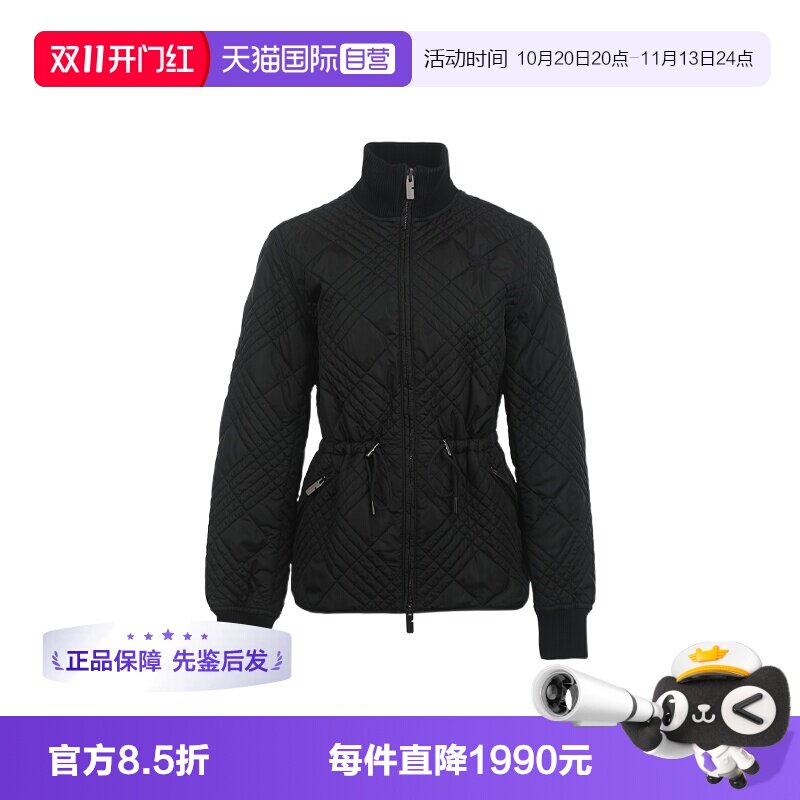 【自营】BURBERRY/博柏利女士格纹缝线立领拉链腰部抽绳防寒外套