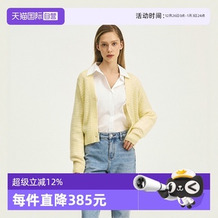 Polo 商场同款 开衫 Marc V领落肩镂空绵羊毛长袖 女 自营