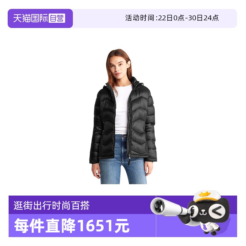 【自营】Calvin Klein/凯文克莱女士黑色短款款棉服CWN33773