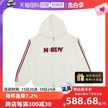 【自营】NERDY新品袖子双杠设计贴布绣开衫连帽卫衣徐明浩同款