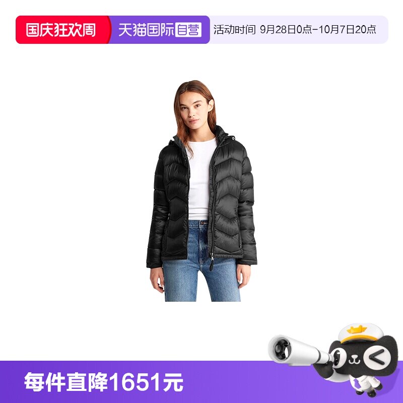 【自营】Calvin Klein/凯文克莱女士黑色短款款棉服CWN33773