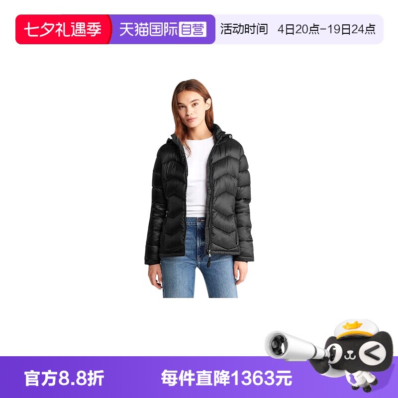 【自营】Calvin Klein/凯文克莱女士黑色短款款棉服CWN33773