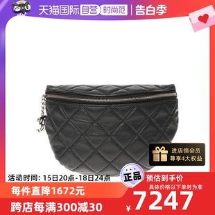 中古CHANEL 香奈儿95新女士黑色皮质腰包时尚 自营 牛皮