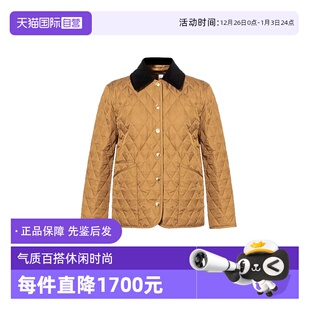 博柏利外套女款 BURBERRY 驼色灯芯绒翻领夹克 自营