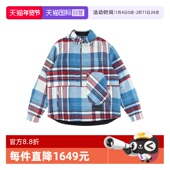 翻领蓝色格纹羊毛宽松休闲夹克拉链 经典 自营 We11Done外套男款