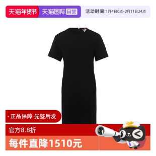 【自营】MaxMara纯色通勤气质圆领短袖坠感基础款连衣裙小黑裙