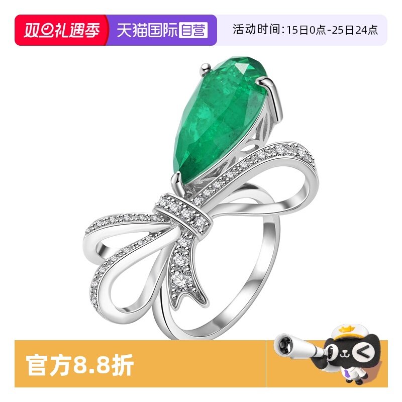 蝴蝶结戒指女纯银欧美轻奢指环