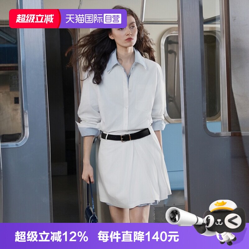 ELLE法式通勤衬衫连衣裙女图片