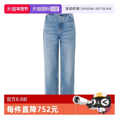 AMI蓝色长裤百搭直筒牛仔裤