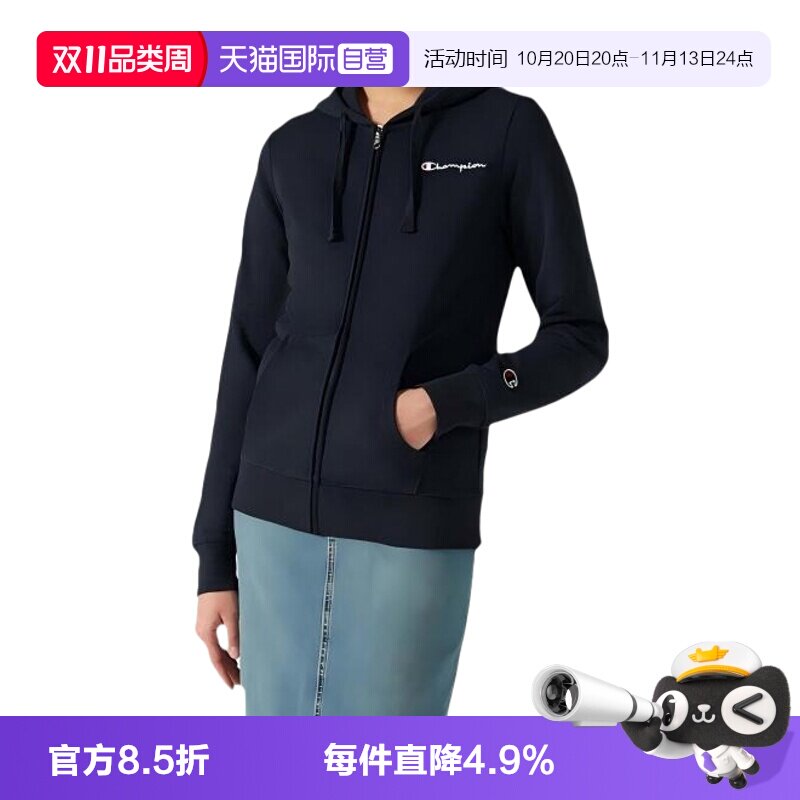 【自营】Champion冠军女士外套拉链连帽有口袋经典简约百搭118099