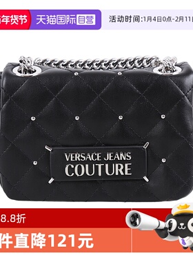 【自营】Versace Jeans Couture女士黑色链条手提单肩包 75VA4BQ6