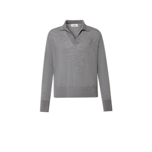 【自营】早秋AMI男女同款贴布爱心美利奴羊毛针织长袖POLO衫男装