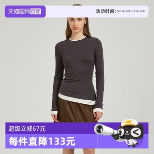 不对称假两件显瘦开衩T恤长袖 Bari Petit 设计感舒适亲肤 自营