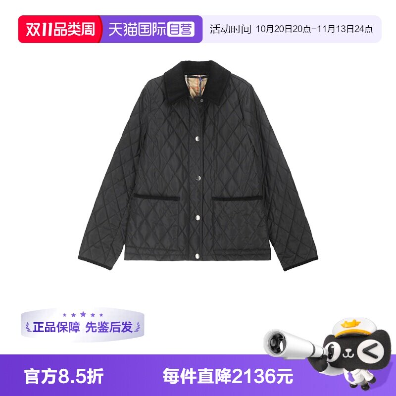 【自营】BURBERRY/博柏利女士修身版薄款夹棉夹克棉服外套8107510