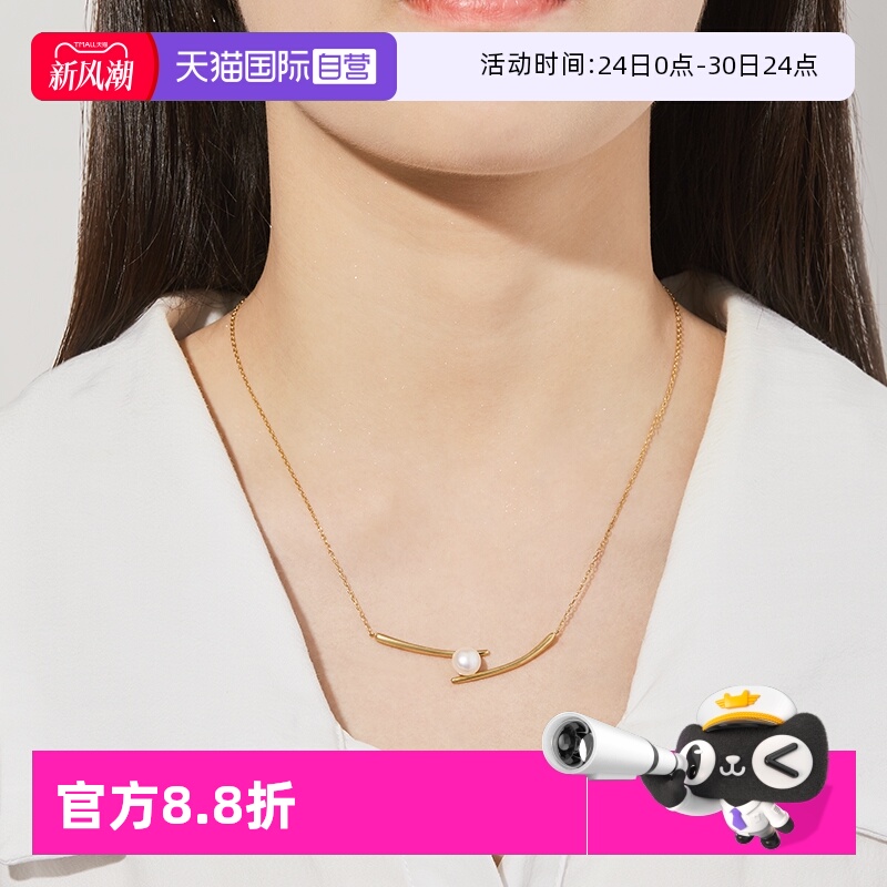 筷子珍珠项链女纯银天然淡水珍珠