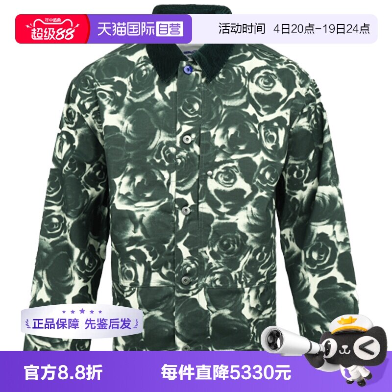 【自营】BURBERRY/博柏利男士玫瑰印花宽松休闲棉质翻领夹克外套