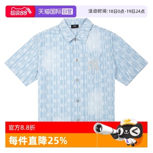 自营 牛仔外套翻领休闲服情侣装 MLB衬衫 男女装 3ADRM0553 短袖