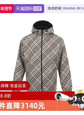 【自营】BURBERRY/博柏利男士FW25格纹双面穿连帽拉链夹克外套
