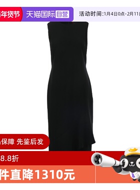 【自营】MaxMara女士Andina系列不规则下摆纯色无袖连衣裙小黑裙