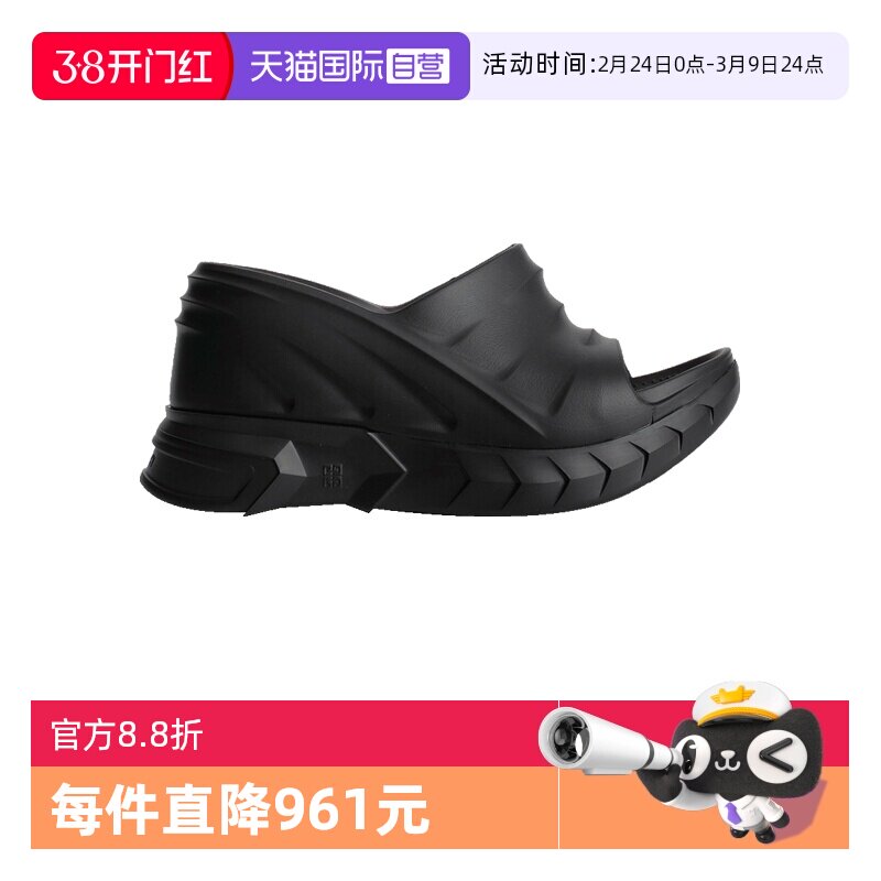 【自营】Givenchy/纪梵希Marshmallow女款拖鞋黑色橡胶厚底凉鞋