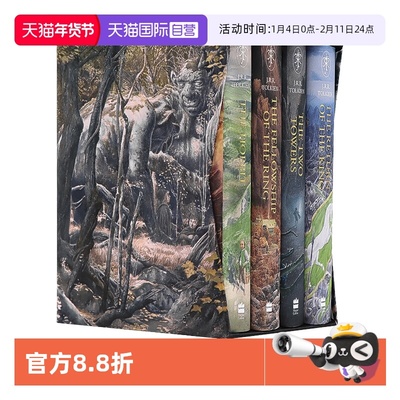 【自营】现货 指环王霍比特人魔戒4册盒装 The Hobbit & The Lord of the Rings Boxed Set 英文原版 托尔金中土世界奇幻小说原著