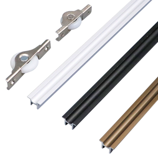 加厚衣橱柜推拉移门轨道静音滑轮老式趟门上下吊轨滑道槽路轨配件