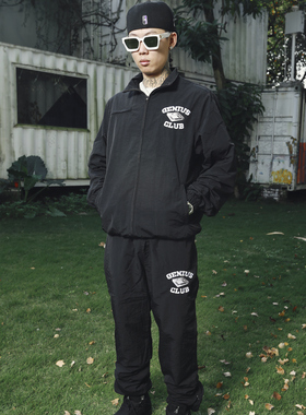 GENIUSCLUB2023fw秋冬新品美式嘻哈街头鼓机印花工装冲锋衣套装