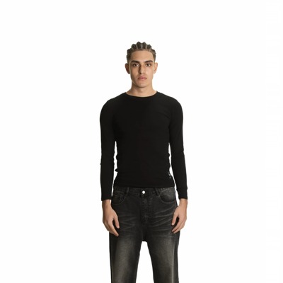 GeniusClub 2024FW 新品基础修身纯色低领长袖黑白双色