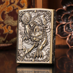 貔貅礼品男士 ZORRO佐罗盔甲浮雕煤油打火机复古防风老式 砂轮个性