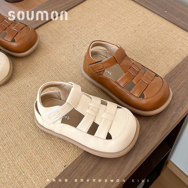 书萌儿童包头凉鞋2026夏季新款女童镂空透气鞋平底休闲轻便罗马鞋