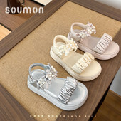 仙女风沙滩女鞋 女童凉鞋 儿童沙滩鞋 软底防滑一字带公主鞋 夏季 新款