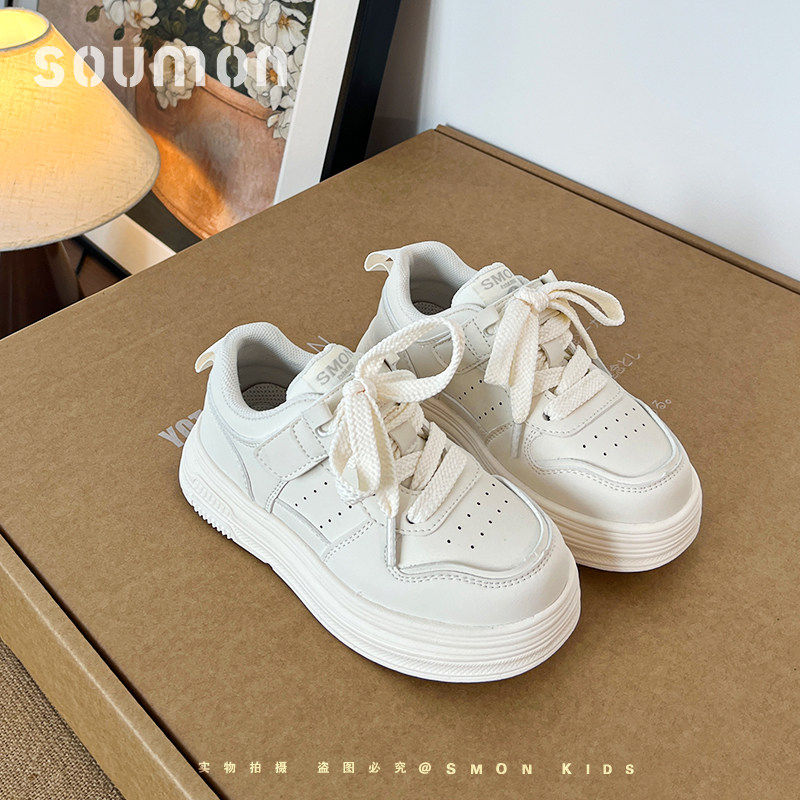 书萌童鞋儿童小白鞋女童休闲运动鞋百搭厚底板鞋男童校园鞋春秋款