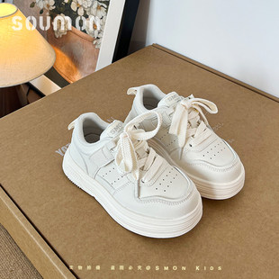 书萌童鞋儿童小白鞋女童休闲运动鞋百搭厚底板鞋男童校园鞋春秋款