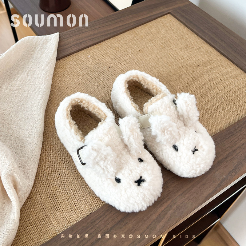 书萌女童棉鞋2026冬季新款女宝宝公主鞋毛毛鞋小女孩棉拖鞋勃肯鞋