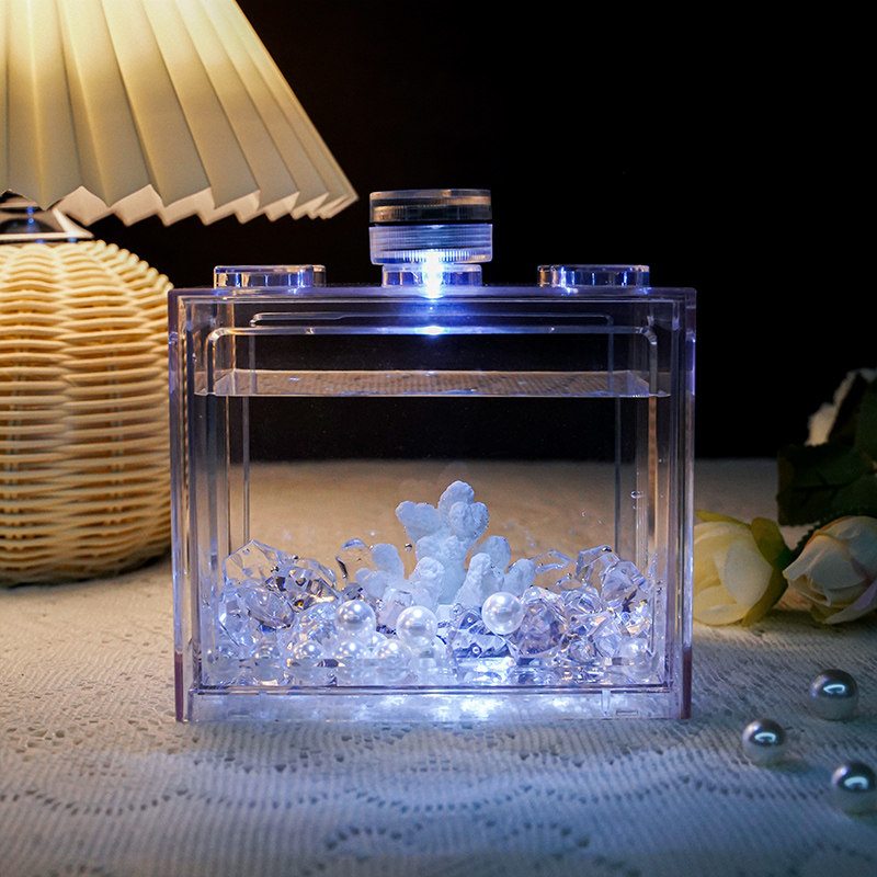 泰国斗鱼专用生态鱼缸亚克力客厅家用桌面小型积木盒造景小鱼缸