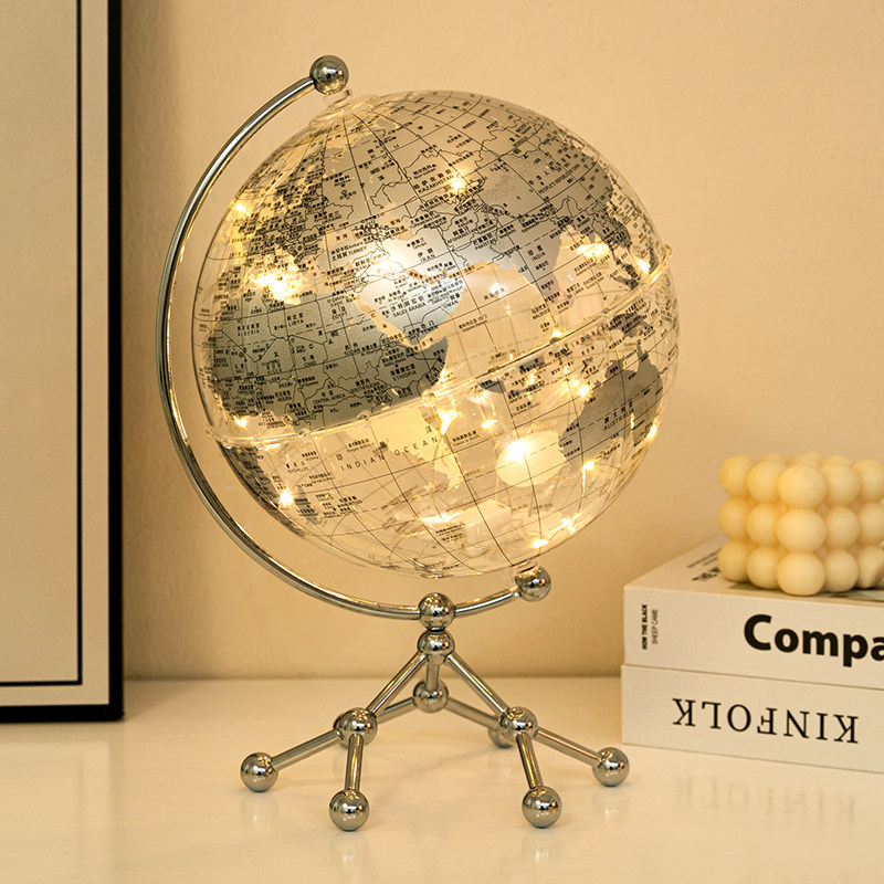 创意轻奢透明地球仪摆件家居客厅酒柜电视柜办公室桌面夜灯装饰品,家居饰品,装饰摆件,淘宝优惠券,粉丝福利购,淘宝优惠卷