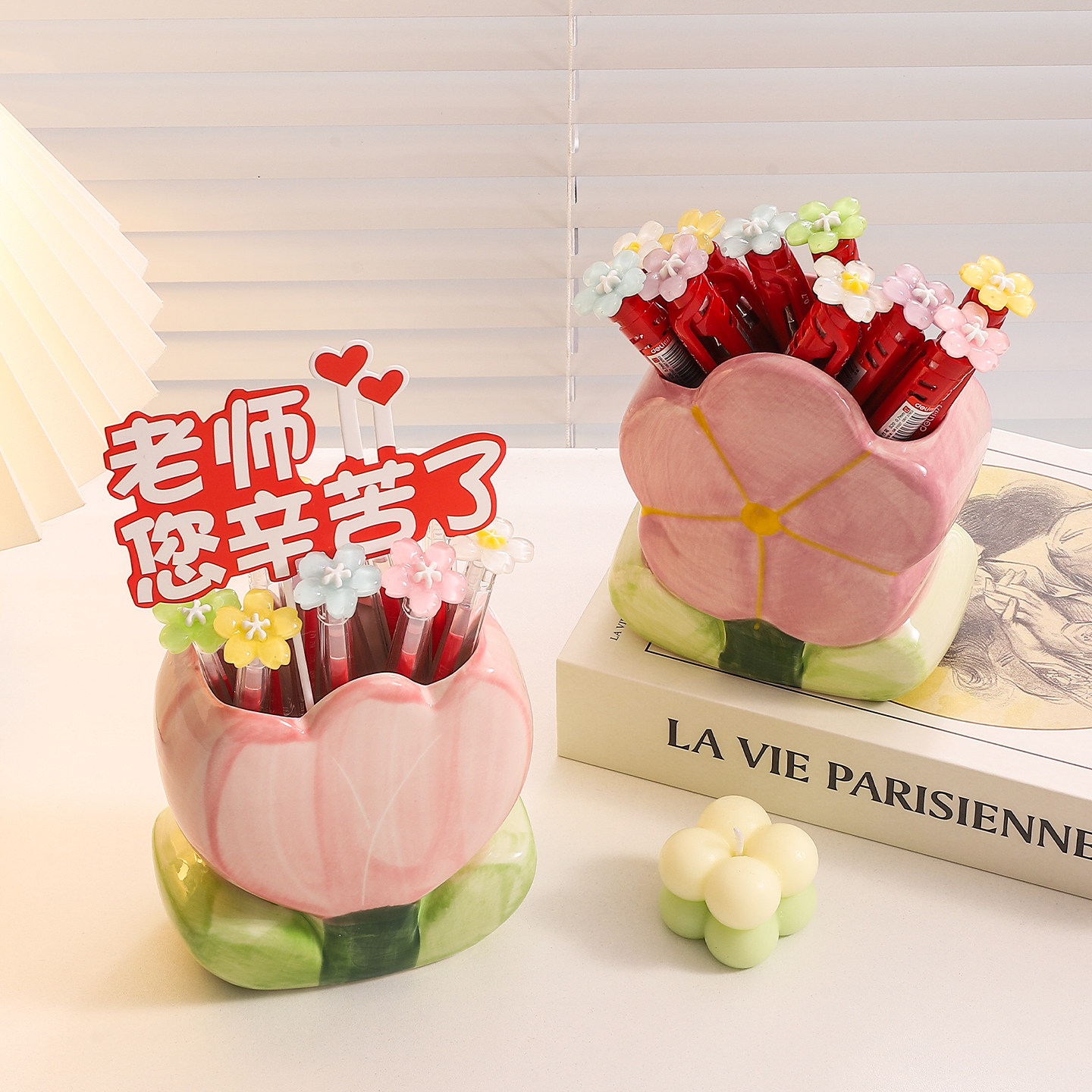 手工diy红笔花束摆件教师节礼物图片
