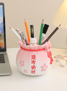 创意猫笔筒装饰办公室桌面装饰儿童房学生实用和可爱的生日礼物