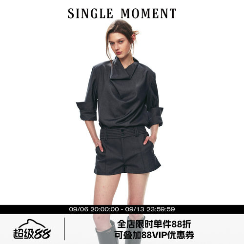 SINGLE MOMENT 26AW法式摩登都市经典荡领通勤气质长袖衬衫上衣女