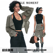 不规则设计两穿格纹半裙衬衫 25SS解构衬衫 裙女 MOMENT SINGLE