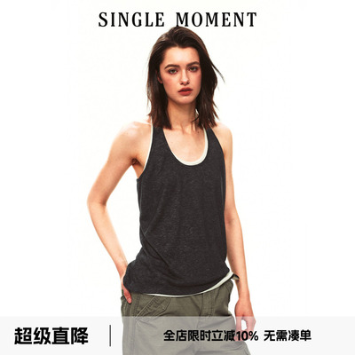 SINGLE MOMENT 26SS夏季法式简约百搭叠穿宽松无袖背心上衣女