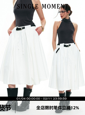 SINGLE MOMENT 25SS夏季新款法式设计感宽松通勤休闲西装式伞裙女