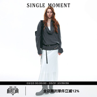复古宽松荡领慵懒感毛衣毛套头针织衫 25AW法式 女秋 MOMENT SINGLE